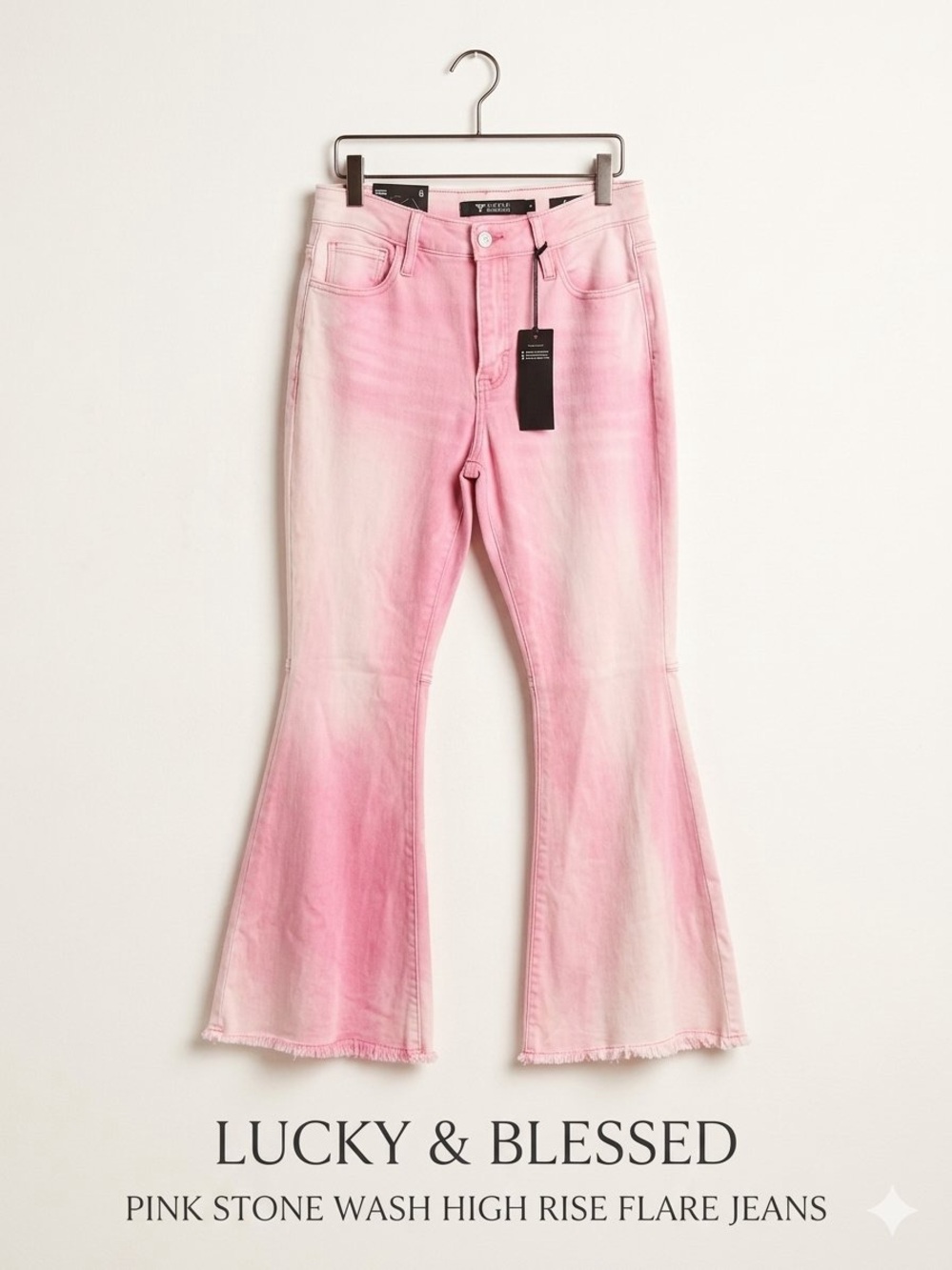 Lucky & Blessed Pink High-Rise Flare Jeans/ NWT / 6 / waist-28; inseam-33.5”